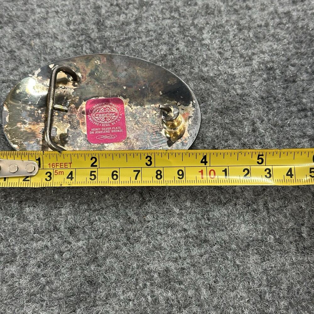 Western Texas Rangers COWBOY Belt Buckle! VINTAGE! RARE! Crumrine! SILVER PLATED - Picture 7 of 7